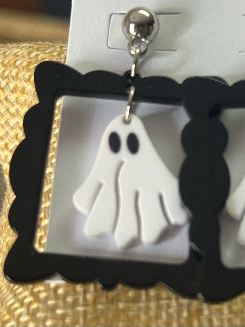 Ghost Dangle Earrings Black & White - Picture 3 of 4